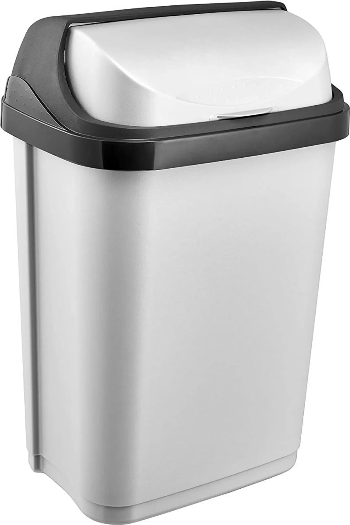 Abfalleimer mit Rolldeckel – 10 L, silber, 25,5 × 19 × 39 cm